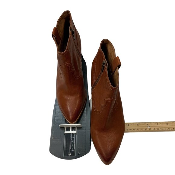 Frye Reina Western Ankle Bootie Boots 10M Cognac Brown Leather Fall 3479257-COG - Picture 11 of 13